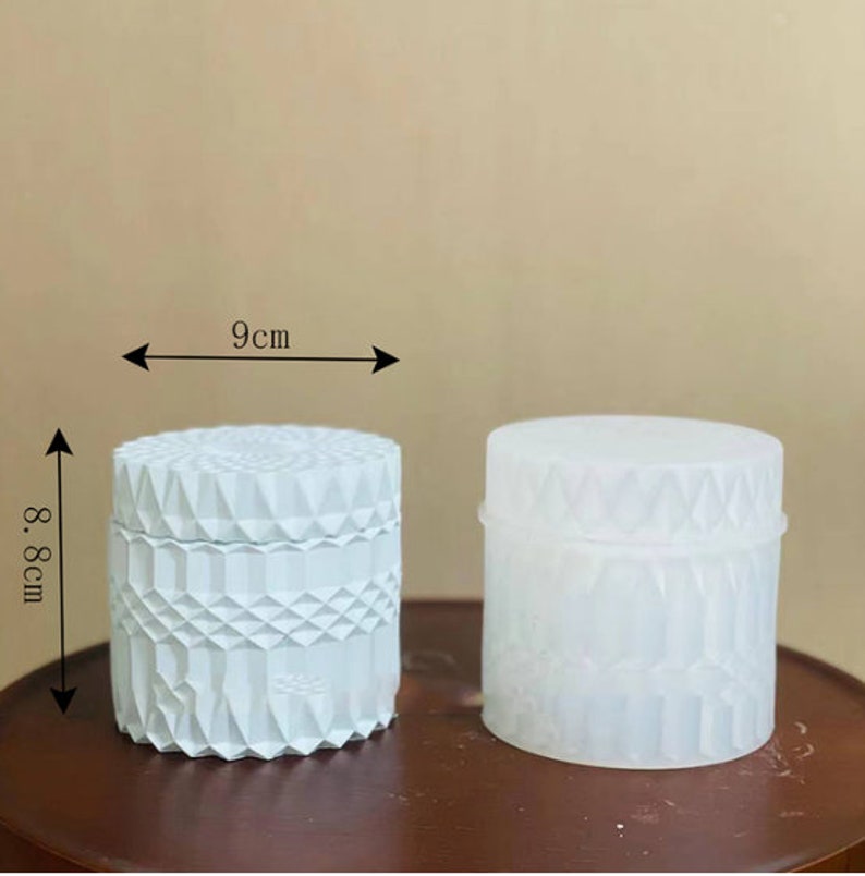 Round Shape Concrete Candle Vessel Molds Candle Jar With Lid Etsy