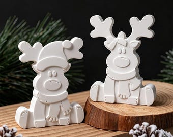 2PCS Christmas Elk silicone mold cute cartoon deer mold  ,reindeer deer candle plaster casting mold,Christams decor,handmade gifts