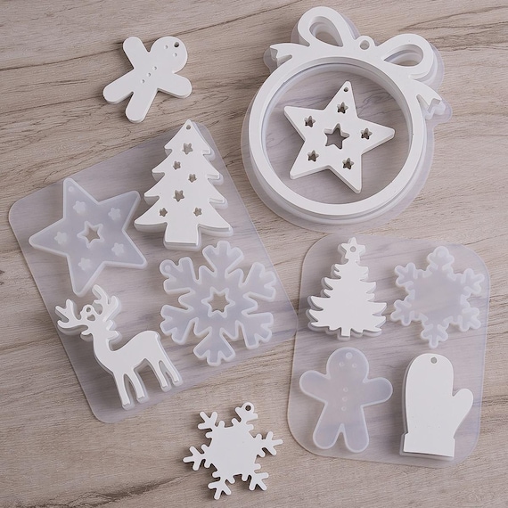 Finyoffiy 2 stuks kerst hars mallen kerst siliconen mallen ornamenten epoxy gietmallen voor doe-het-zelf kerstboom hanger decor cadeau (2 stuks Finyoffiy 2 stuks kerst hars mallen kerst siliconen mallen ornamenten epoxy gietmallen voor doe-het-zelf kerstboom hanger decor cadeau (2 stuks