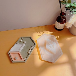 Rhombus jewelry Tray Silicone Mold Concrete jewelry trinket tray mols Home Decoration Flowerpot Base Mold Epoxy resin Plaster Cement Mold