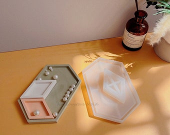 Rhombus jewelry Tray Silicone Mold Concrete jewelry trinket tray mols Home Decoration Flowerpot Base Mold Epoxy resin Plaster Cement Mold