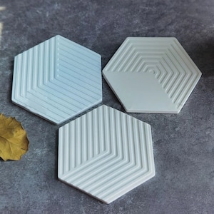Hexagon Coaster silicone Mold Stripe concrete Cup Mat mold diy coaster tray  mold Jewelry Display Plate Epoxy Mould