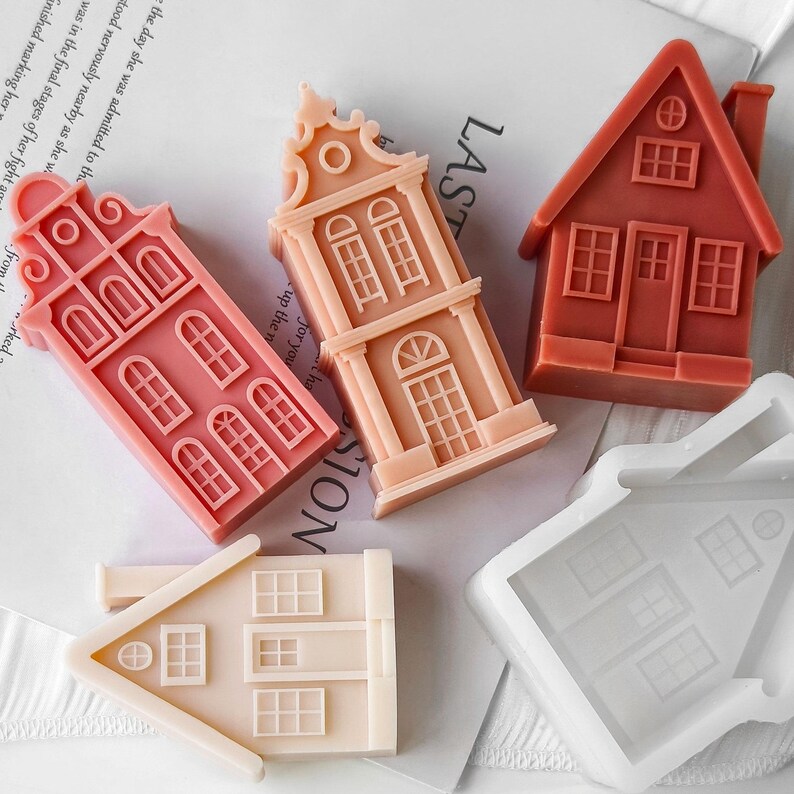 3D House Candle Silicone Mold DIY Aroma Candles Soap Making Mold Chimney House Plaster Craft Home Decor Supplies image 3