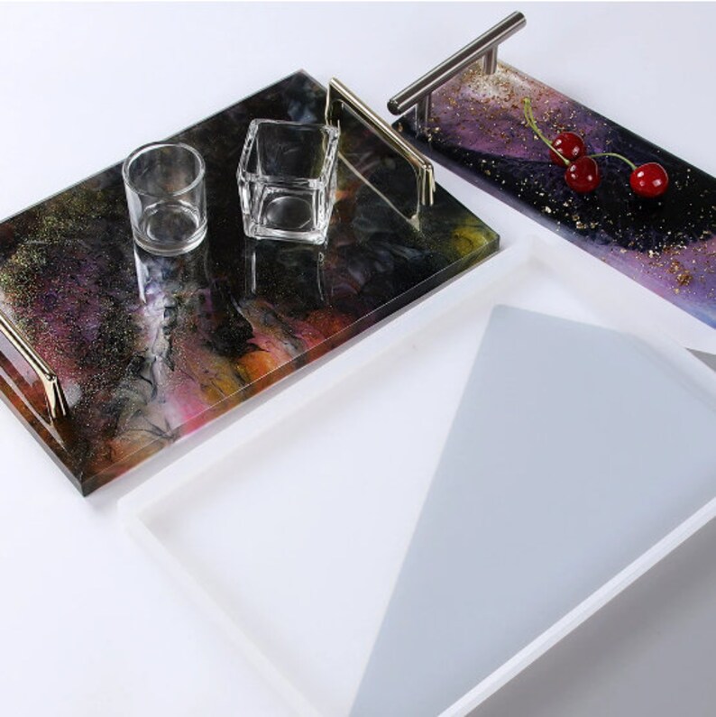 Large Tray Silicone Mold Polygon Crystal Epoxy Resin Casting Molds DIY Handmade Craft Clay Mould Tool handle Table Decoration Supplies image 3