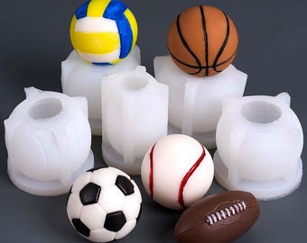 Silikon-Kerzenform DIY handgefertigter Fußball,Rugby,Basketball,Basisballkerzenform,Ballkuchenform,Schokoladenform,alle Arten von Sportbällen