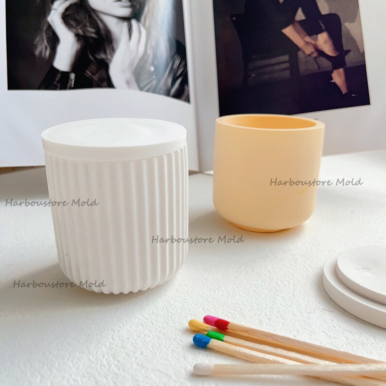 Candle Jar With Lid Mold Cylindrica Round Candle Vessel Mold Etsy