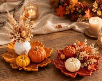 Maple leaf TRAY silicone Mold Pumpkins Mold fall candle  mold Autumn festival ornaments mini vase Raysin plaster epoxy resin casting molds