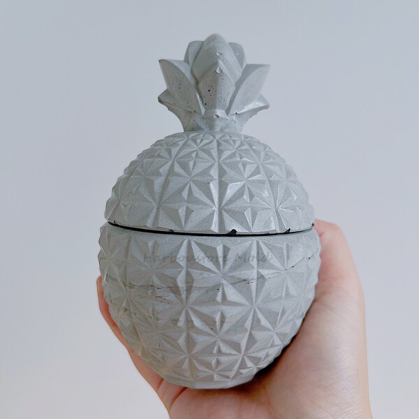 Béton 3D Fruit Ananas Forme Bijoux Boîte de rangement Moule Moule en silicone Moule Résine Moule Arôme Gypse Bougie Conteneur Récipient Moule