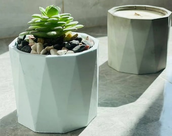 Diamond Design Planter mold pot mold flowerpot mold candle vessel mold for concrete cement silicone mold