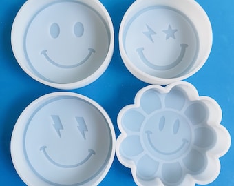 4 smiley face Car Freshie Mold -emoji Silicone Epoxy Resin Molds - Silicone Molds For Aroma Beads - Candle Molds - Soap Mold air freshie