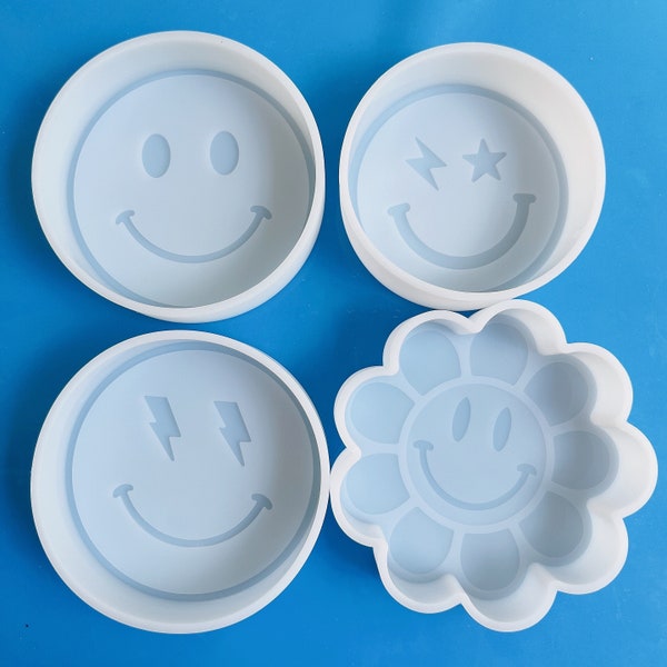 4 smiley face Car Freshie Mold -emoji Silicone Epoxy Resin Molds - Silicone Molds For Aroma Beads - Candle Molds - Soap Mold air freshie