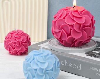 Hydrangea  ball Candle silicone mold romantic flower ball Mould 3D ball flower Silicone Mold  flowers candle Scented Candles concrete ball