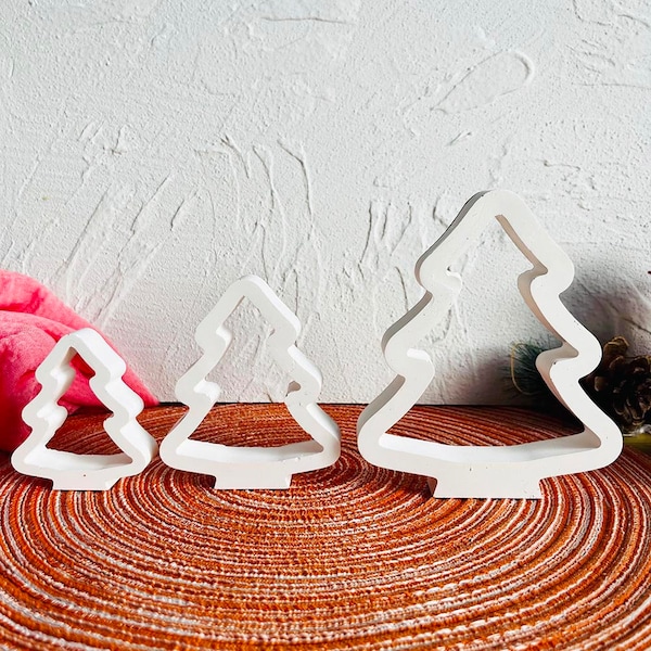 Christmas trees silicone mold hollow out large middle small Christmas ornaments mold uv resin epoxy raysin plaster handmade crafts