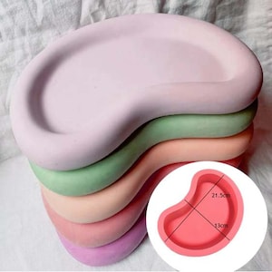 Pea Tray Silicone Molds DIY Cement Plaster Jewelry Round Bean Plate Dish Mould Home Decor Handmade Gift Table Ornament