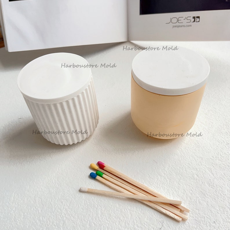 Candle Jar With Lid Mold Cylindrica Round Candle Vessel Mold Etsy