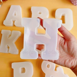 Molde de letras de 4'', molde de silicona de 26 letras, moldes de resina del alfabeto, molde de epoxi DIY, molde de letras, molde de lámpara de luz LED, molde de vela con letras del alfabeto