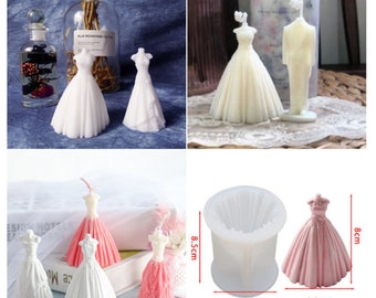 Wedding Dress Candle Silicone Mould Diy Handmade The Bride and Groom Plaster Aromatherapy Candle Resin Mold Wedding Decoration