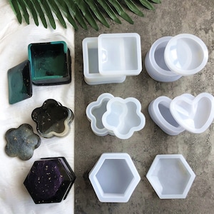 Sechseckige Quadratische Runde Schmuck Aufbewahrungsbox Form Epoxidharz Silikonform Beton Terrazzoform