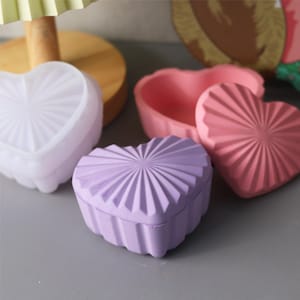 Stampo in silicone con scatola a cuore con coperchio, stampo contenitore per gioielli, stampo per vassoio per gioielli, scatola per gingilli Stampo in resina epossidica fai da te stampi in resina Calcestruzzo
