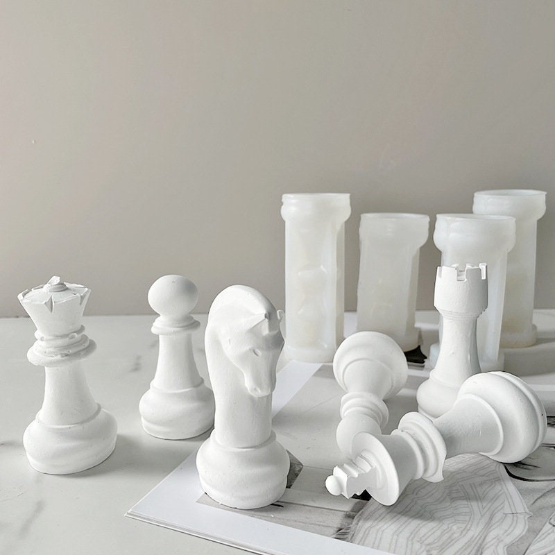 Chess Set Mold 6 Pieces Silicone Mold, Candle Mold, Handmade Soap Mold, DIY Handmade Moulds, Concrete Jesmonite Plaster Molds