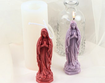 Virgen María Europea Molde de silicona DIY Oración Estatua virgen Escultura Molde de vela Molde de decoración de yeso Molde de regalo casero