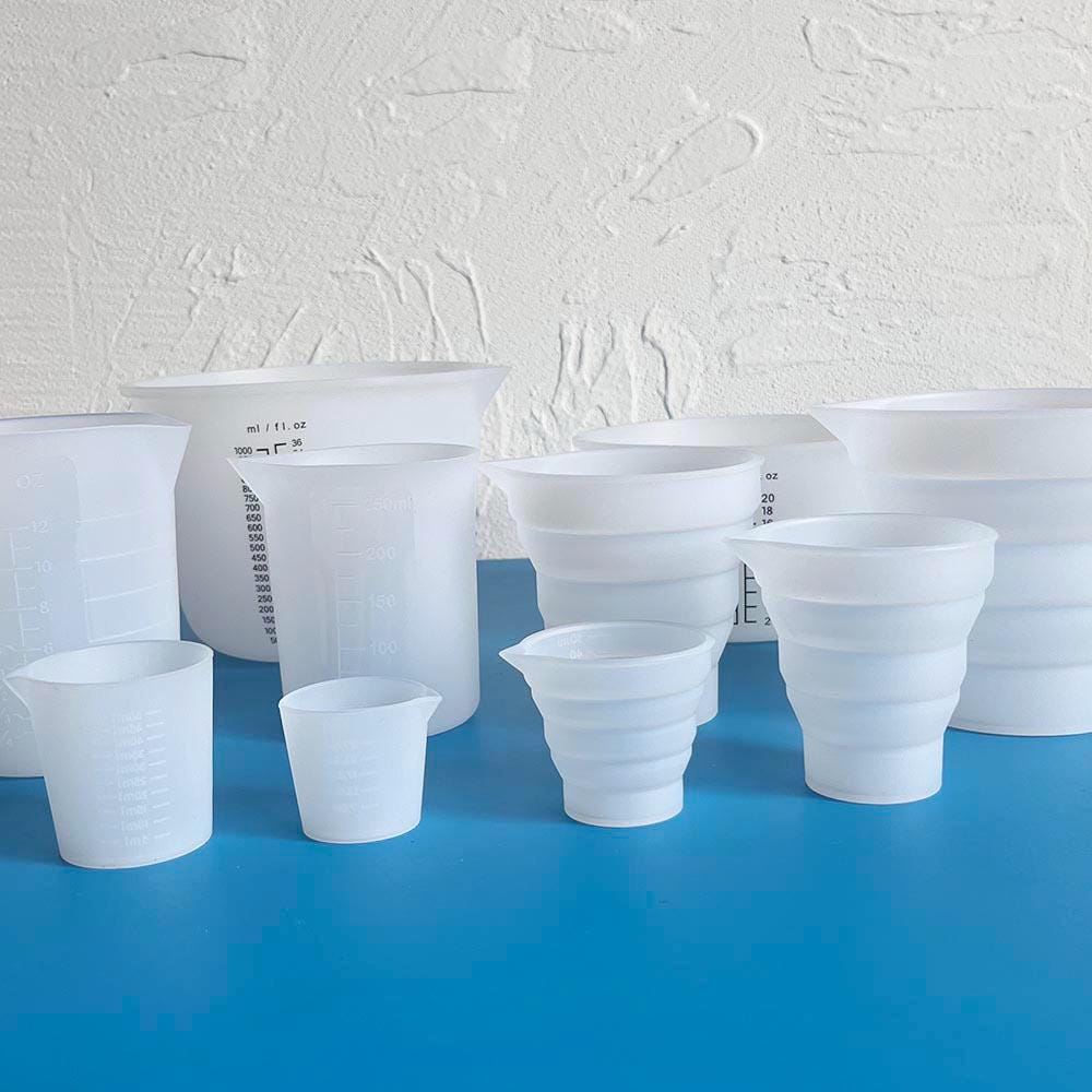 10 Misurini In Silicone Traslucidi Da 50 Ml - Tazze Graduate Con Scala Per Resina, Melma, Epossidica E Laboratorio
