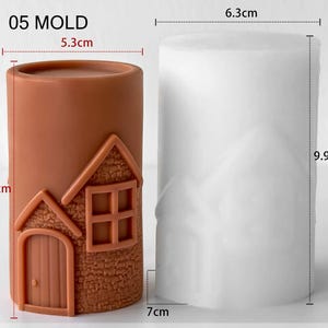 3D House Candle Silicone Mold DIY Aroma Candles Soap Making Mold Chimney House Plaster Craft Home Decor Supplies 05