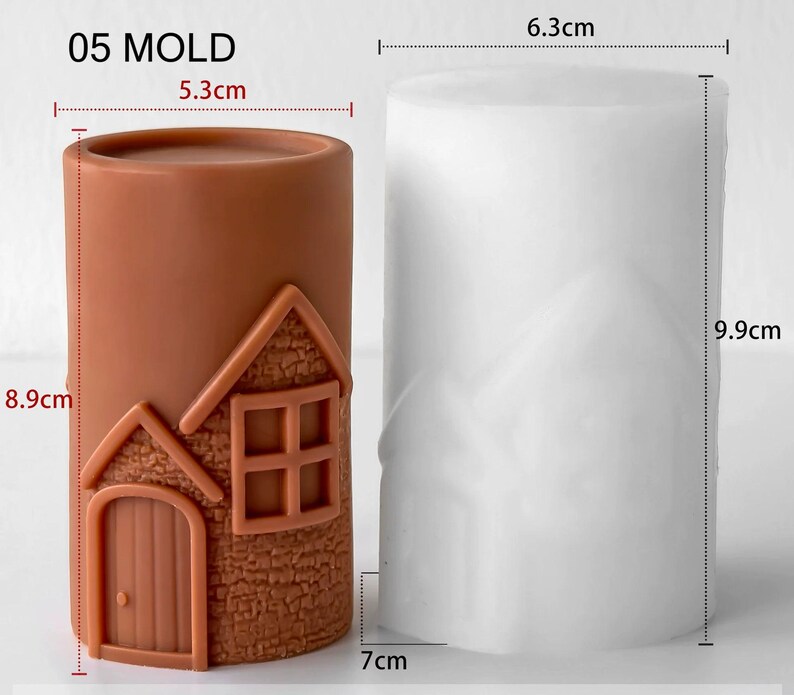 3D House Candle Silicone Mold DIY Aroma Candles Soap Making Mold Chimney House Plaster Craft Home Decor Supplies 05
