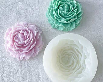 Grande peonia candela stampo romantico peonia stampo 3D silicone stampo peonia fiore candela candela profumata stampo gesso stampo resina stampo resina epossidica stampo