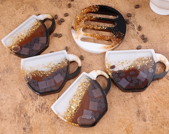 Coffee Cup Coaster Mold Coffee Cup Quicksand Silicone Mold Cup Shaker Resin Mold Coffee Lemon Slices Mold-Coaster Base Mold-Resin Art Molds
