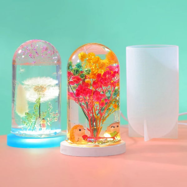 Led Night Light Ornament Spherical Lamp Holder Cylindrical Silicone Mold DIY Crystal Epoxy Resin Mold for dried flower