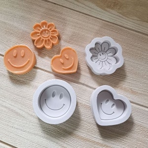 Cute smile face car vent mold - smile face Car Freshie Mold -flower Silicone Epoxy Resin Molds- Candle Molds - Soap Mold-car air freshener
