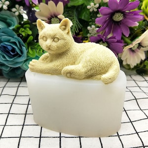 Silicone cat Mold Handmade Scented Candles making candle molds cat resin molds,Chocolate Mousse Cake Topper mold