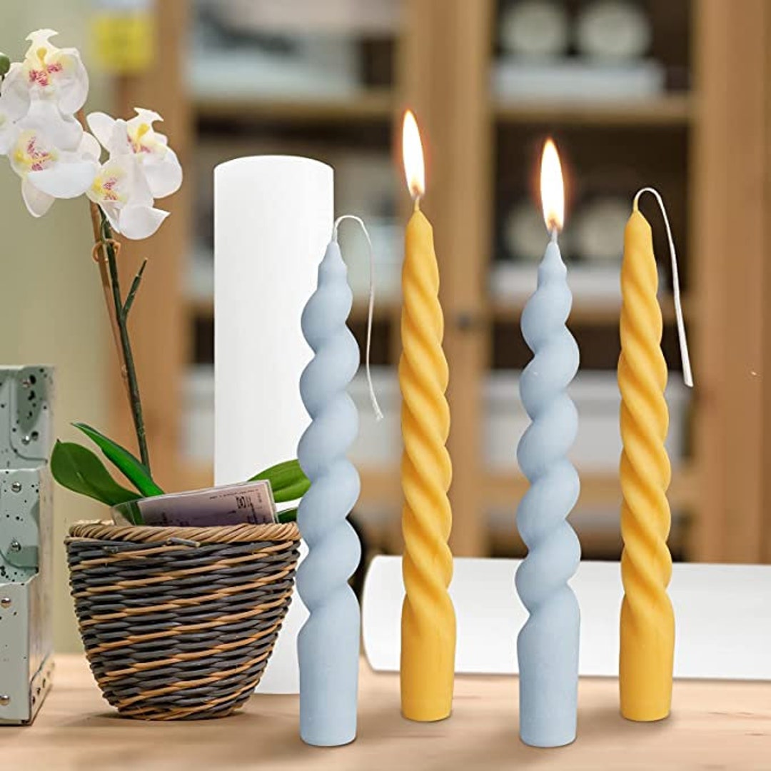 Taper Long Rod Candle Molds 3D Twisted Silicone DIY Crafting Home