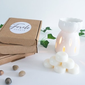 Lotus Burner + 3 Vegan Soy Wax Melts UK Handmade Valentine&#39;s Day Gift For Her