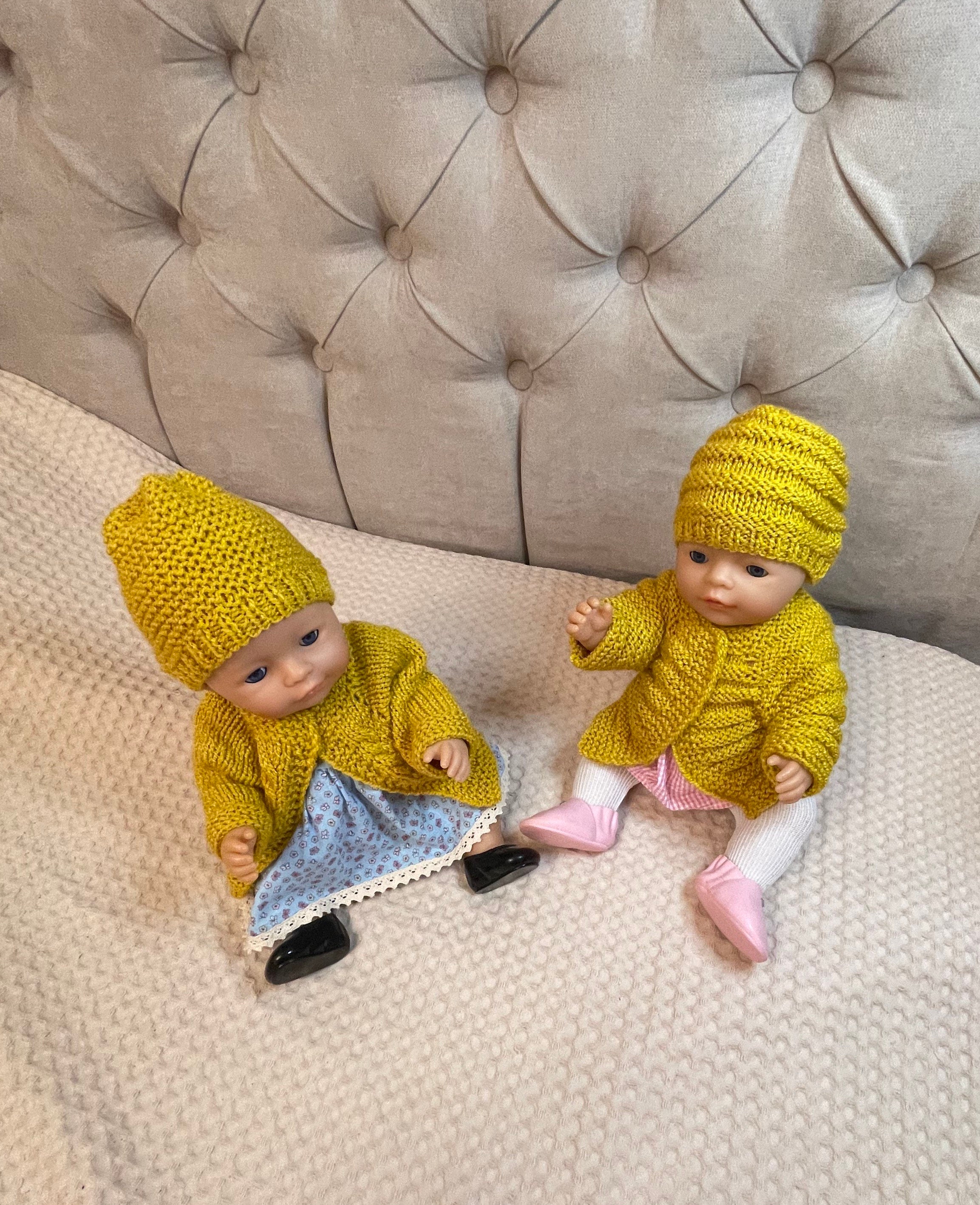 Vêtements de poupée pour bébé de 35 à 43 cm - 4 pièces d'animaux jaunes - Tenues avec 1 haut - 1 gilet - 1 pantalon - 1 chaussettes pour poupées de