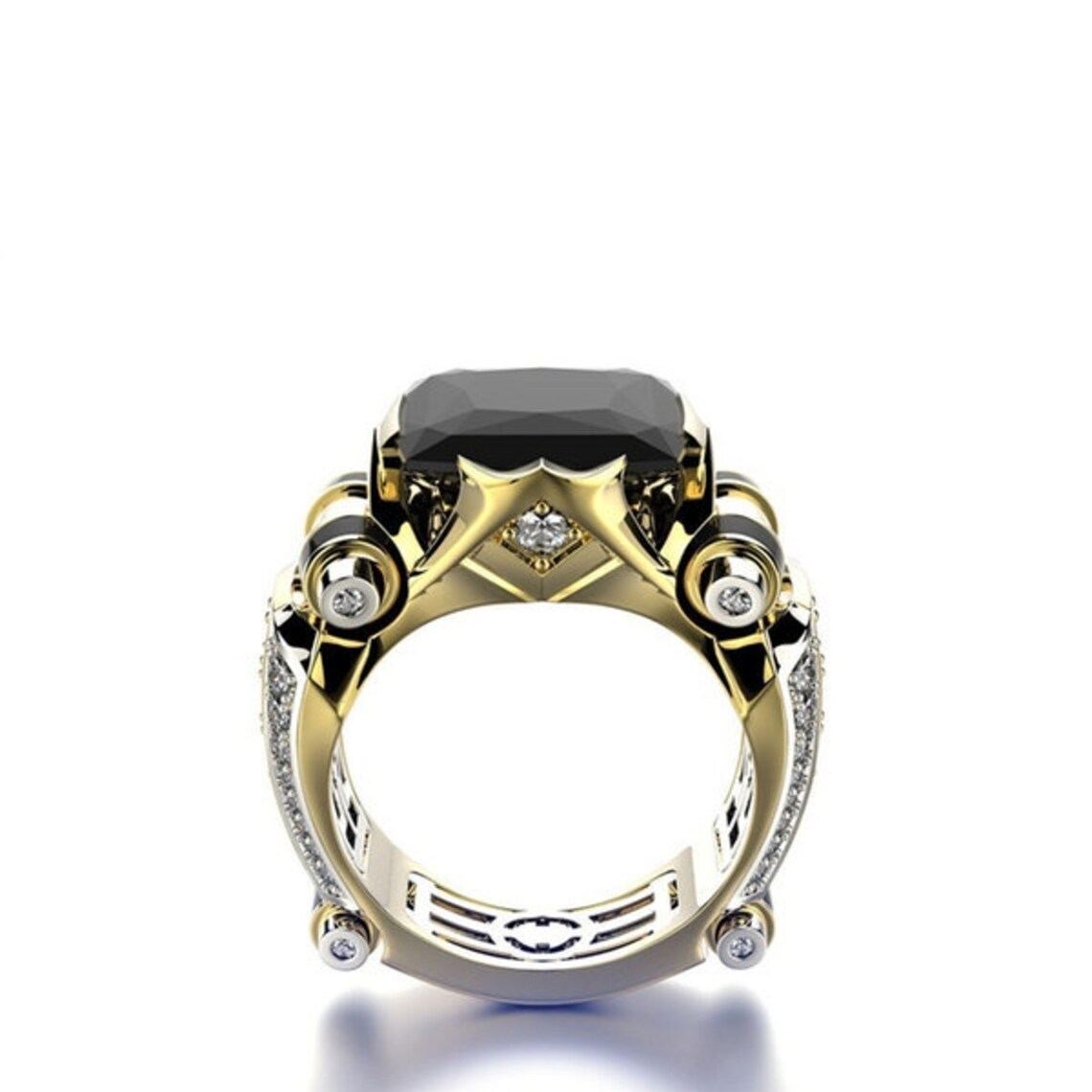 14K Gold Diamond Ring Men's Exquisite Gemstone Ring - Etsy