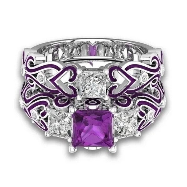 Purple Wedding Ring Etsy