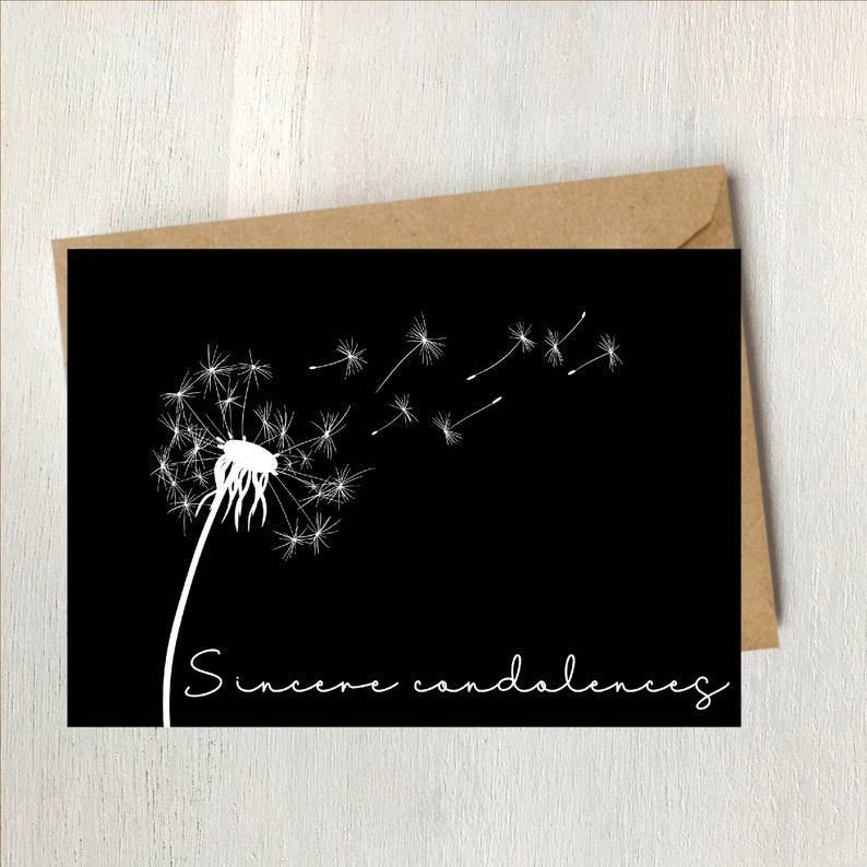 Sympathy Card, Dandelion, Heartfelt Condolences, Download, Digital