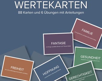 Wertekarten PDF – 88 Karten-Set für Coaching, Therapie,  Beratung & persönlichen Gebrauch! Werte reflektieren und Entscheidungen treffen
