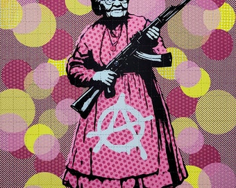 Gangsta Grandma Blotter Art - Impressão artística de LSD sem ácido