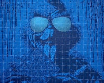 The Grinch Who Dosed Christmas Blotter Art - Blue Version - Acid Free LSD Art Print
