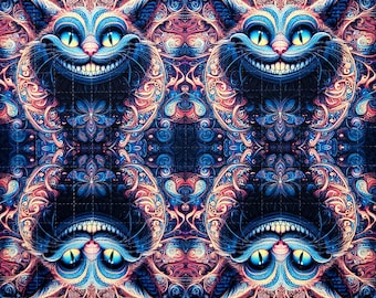 Arte psicodélica de Cheshire Cat Blotter - Impressão artística de LSD sem ácido