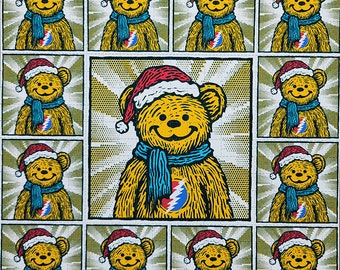 Arte de mata-borrão de urso de Natal - Impressão artística de LSD sem ácido