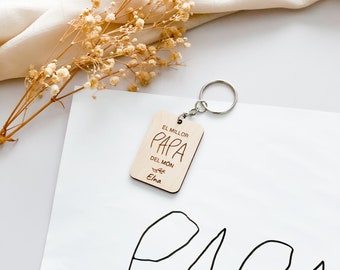 Personalized Keyring for Father's Day - Wooden Father's Day key ring - Father's Day gift - Dad gift - Daddy keychain gift