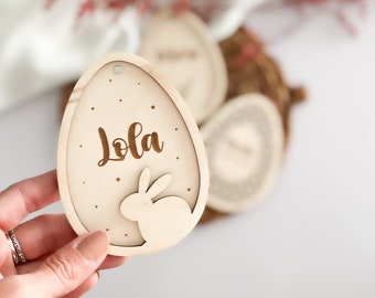 Personalized Wooden Egg Name Tag for Easter Basket - Adorable Easter Decor and Gift Tag