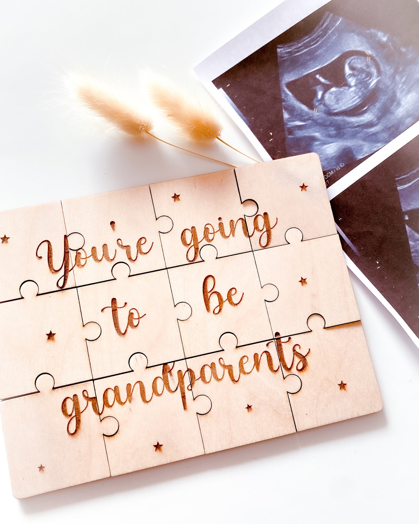 Puzzle Pregnancy Announcement to Grandparents, Wooden Pregnancy