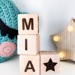 Personalized wooden letter blocks, Baby name blocks, 4x4 baby blocks, Alphabet cubes, Montessori baby toy, Natural wooden gift for kids image 3