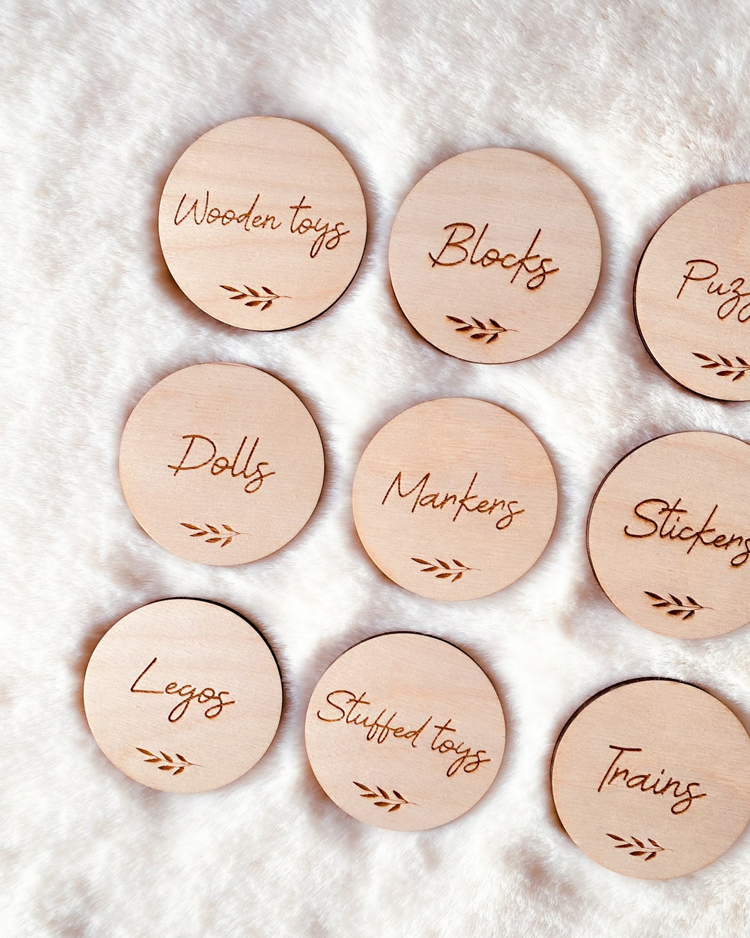 Wooden Toy Labels for Trofast, Storage Labels Set for Playroom, Trofast