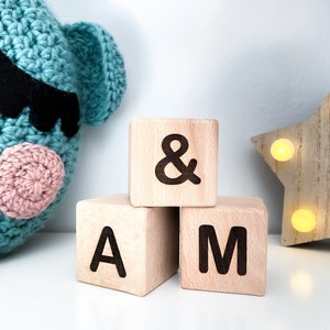 Personalized wooden letter blocks, Baby name blocks, 4x4 baby blocks, Alphabet cubes, Montessori baby toy, Natural wooden gift for kids image 4